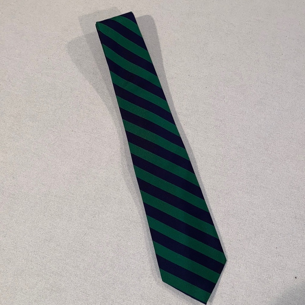 Ashlord & Brooks London handmade 100% silk green and navy tie
